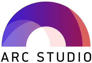 Logo of Arc Studio featuring a colorful arch design, representing a modern screenwriting tool.