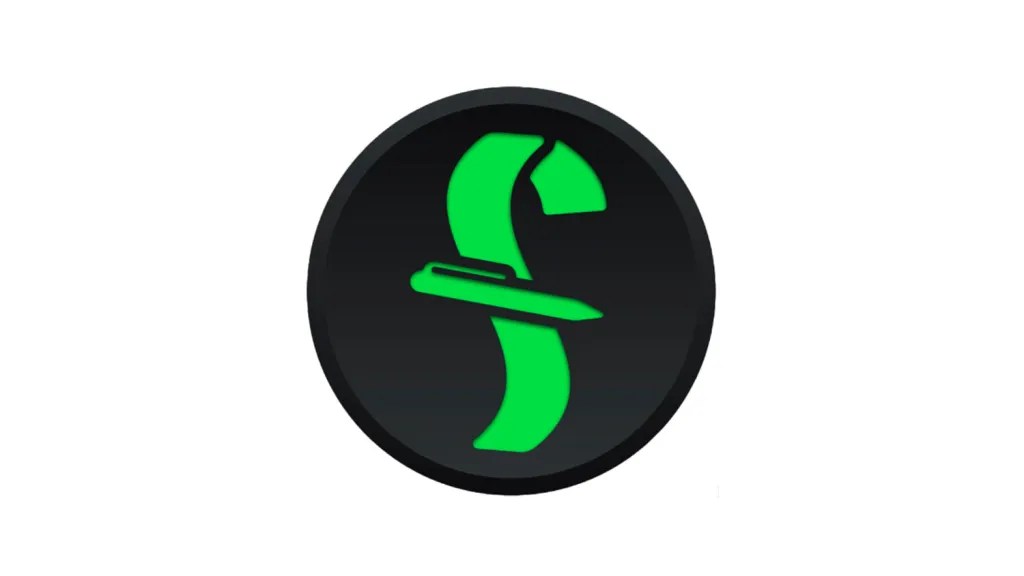 Logo of a screenwriting software, FinalDraft, featuring a stylised green pen and dollar sign on a black background.